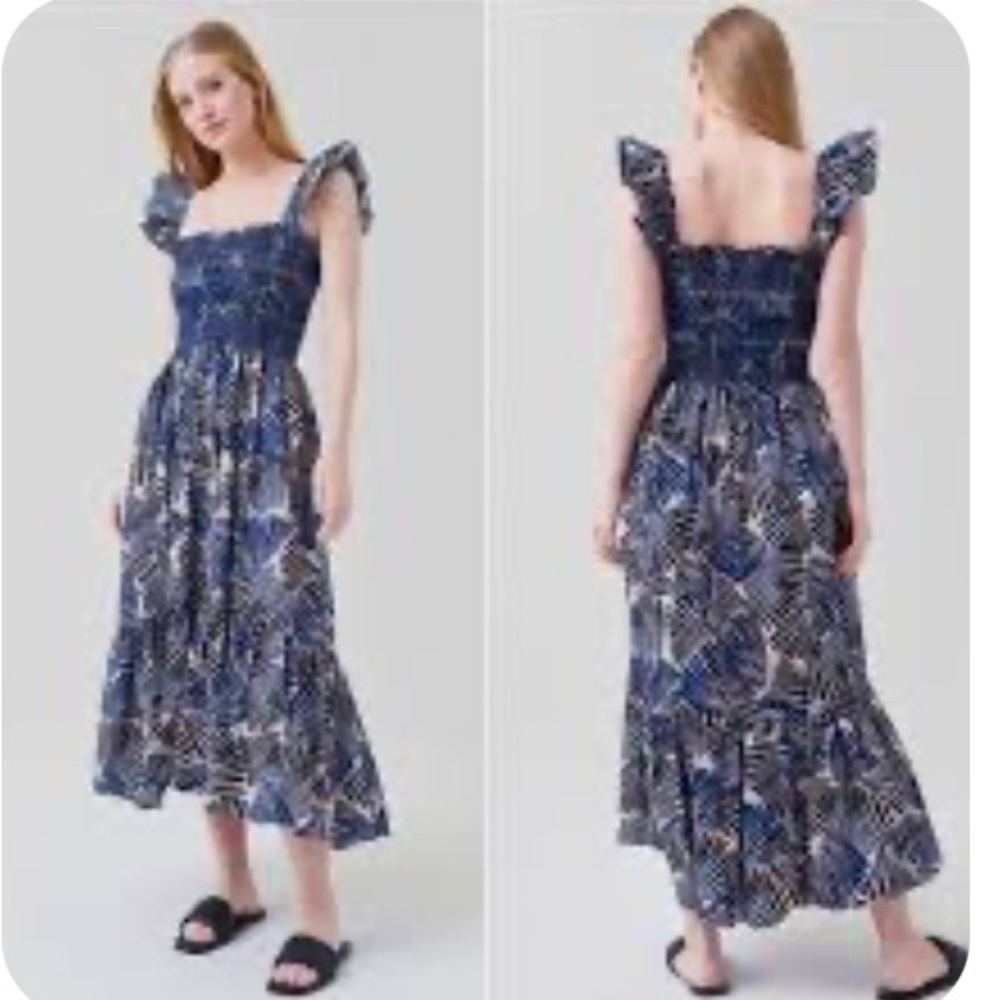 CARA CARA Ruby Dress In Palm Stripes Navy size‎ small